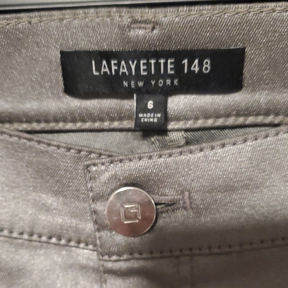 Lafayette 148 New York Shimmering Gray Straight Leg Pants - Picture 2 of 8